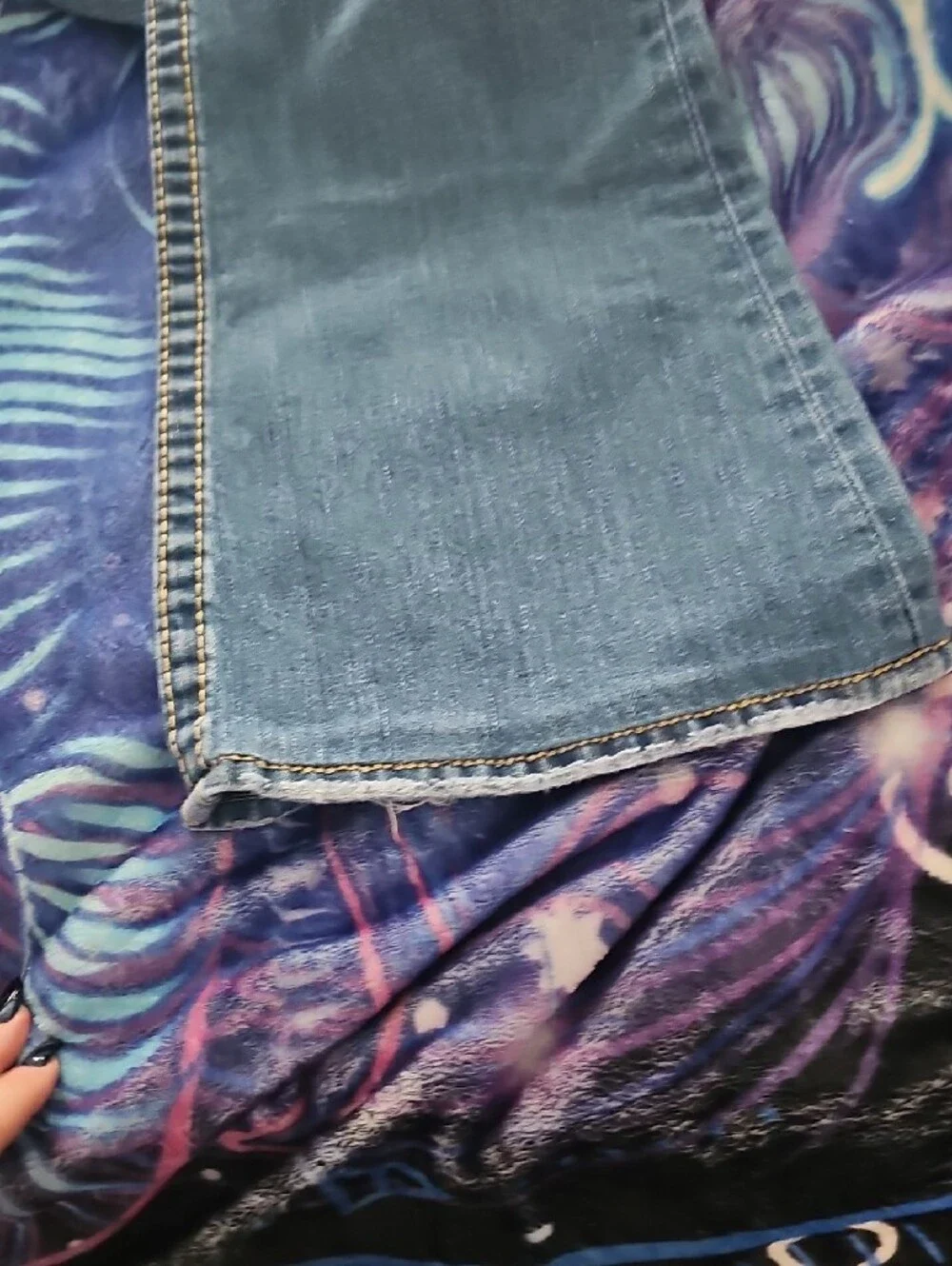 True Religion Women's Light Blue Jeans with Gold Back Pocket Stitching